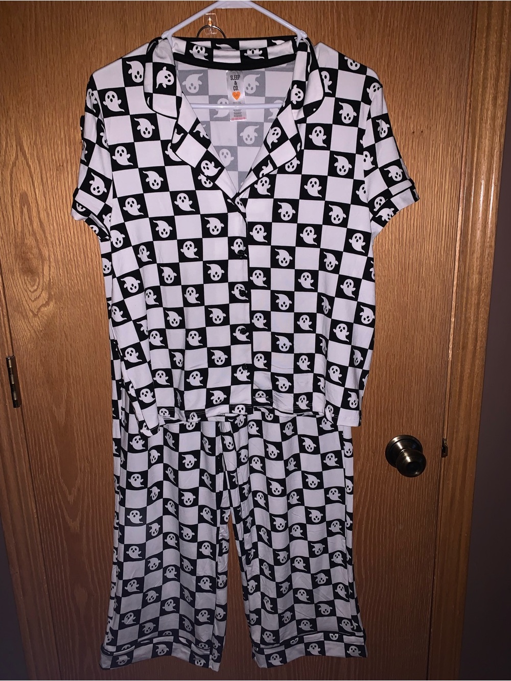 Black & White Ghost Checker Pajama Set SUPER SOFT LARGE